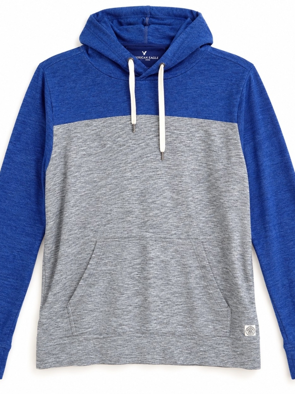 American Eagle Flex Men’s Large Blue Gray Colorblock Lightweight Hoodie